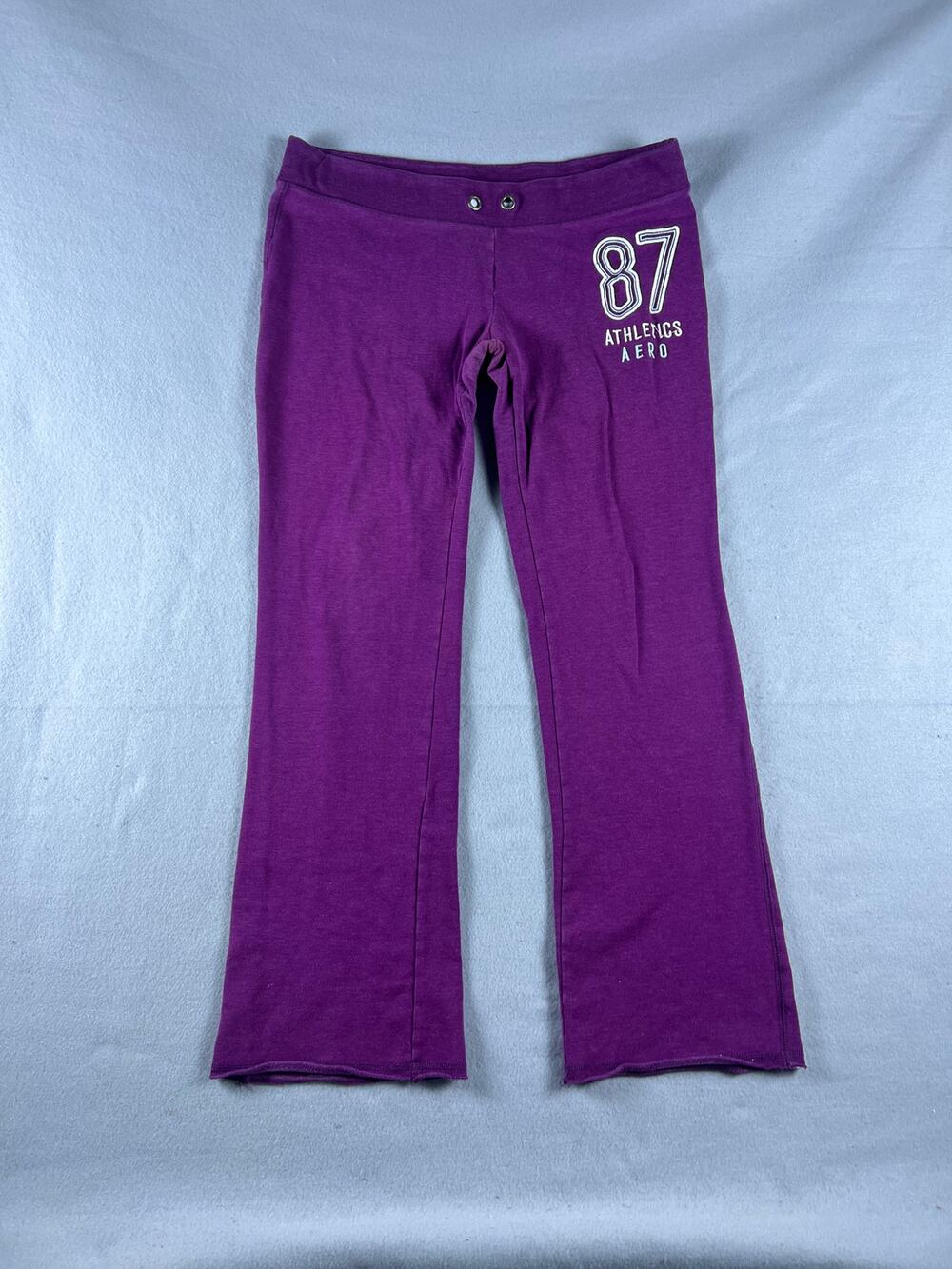 Aeropostale Sweatpants Womens L Purple Flared Spellout Low Rise Y2K Loungewear